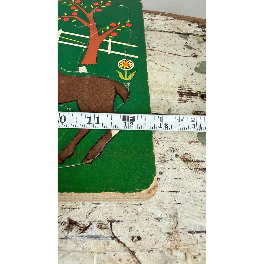 Vintage Built-Rite Furry Puzzles Set of 5 Flocked Animal Tray Puzzles